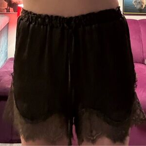 H&M Satin Army Green Lace Trim Women Shorts